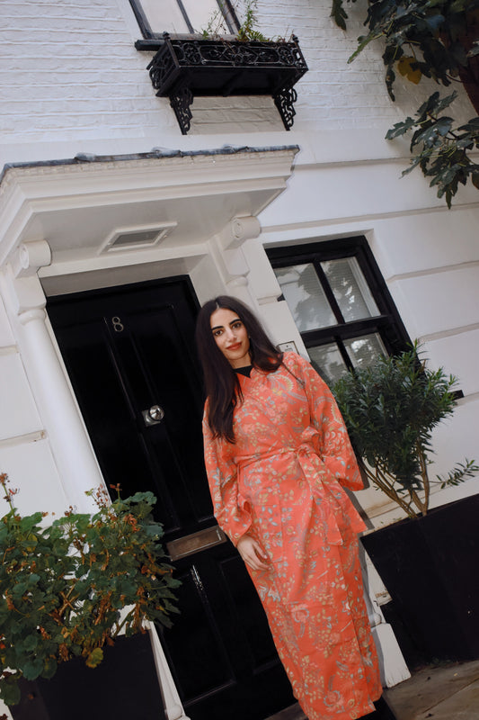 Serene Wrap Orange Floral Print