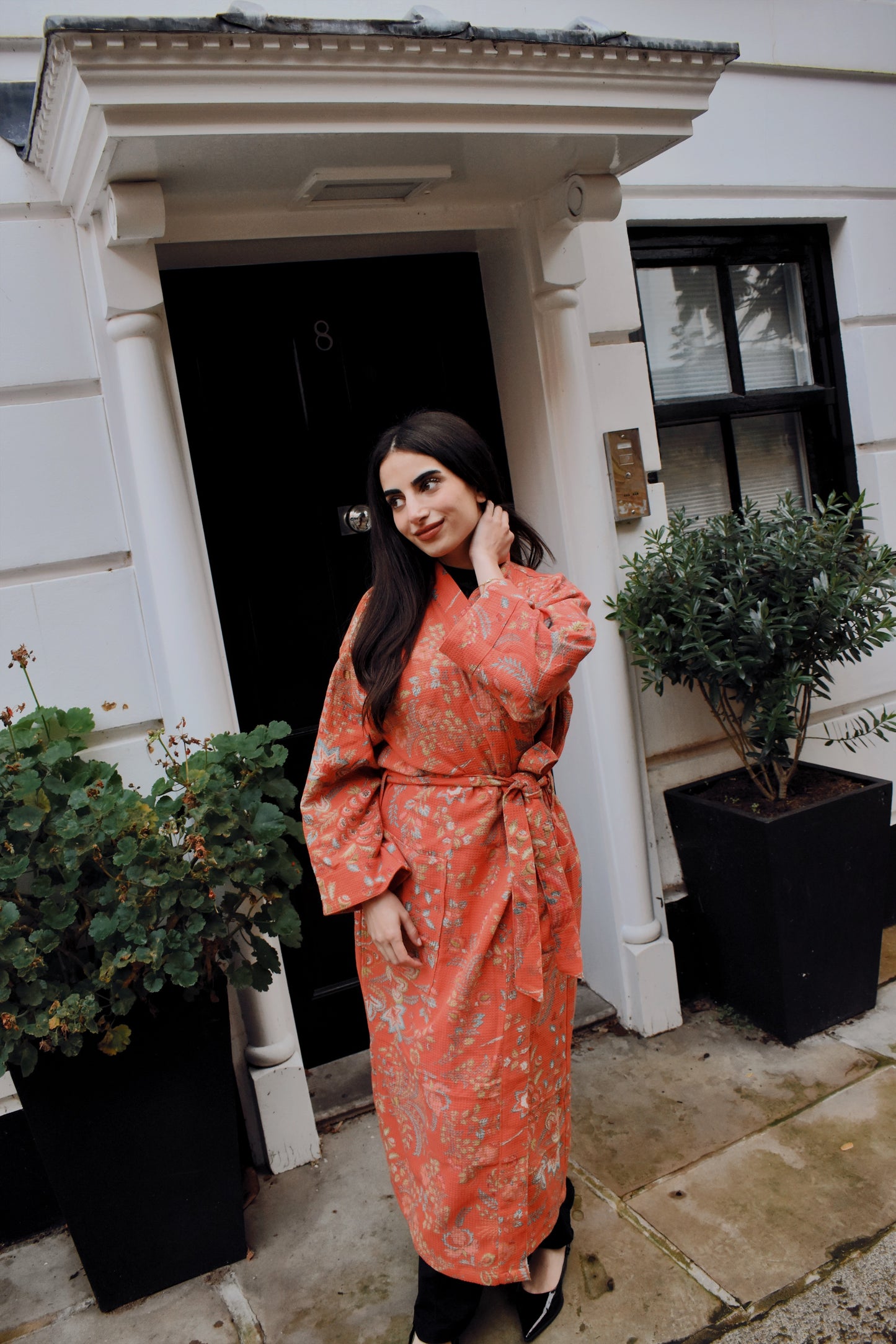 Serene Wrap Orange Floral Print