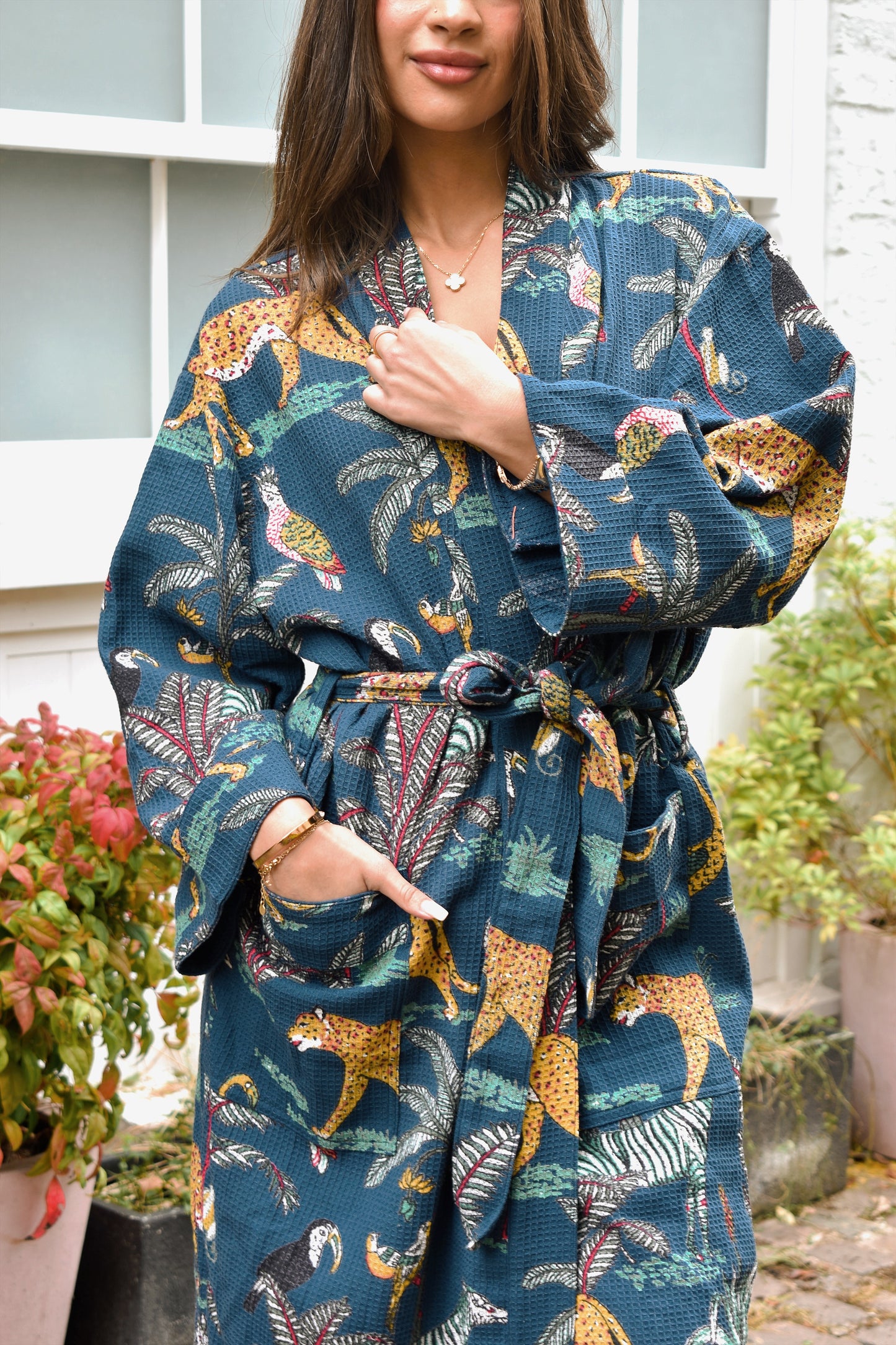 Serene Wrap Blue Animal Print