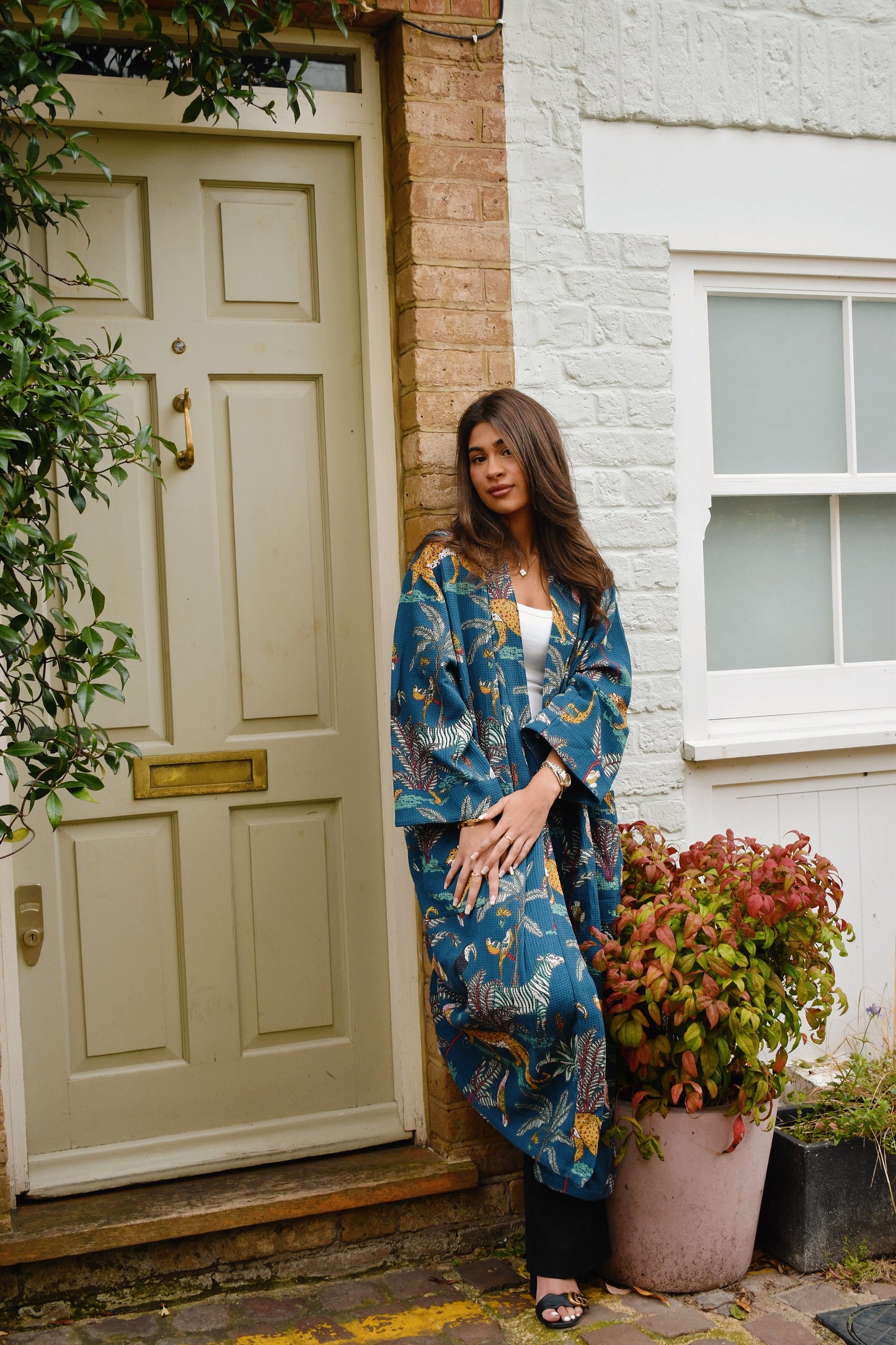 Serene Wrap Blue Animal Print