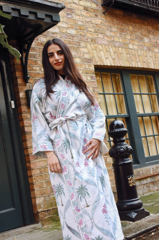 Serene Wrap Sky Blue Nature Print