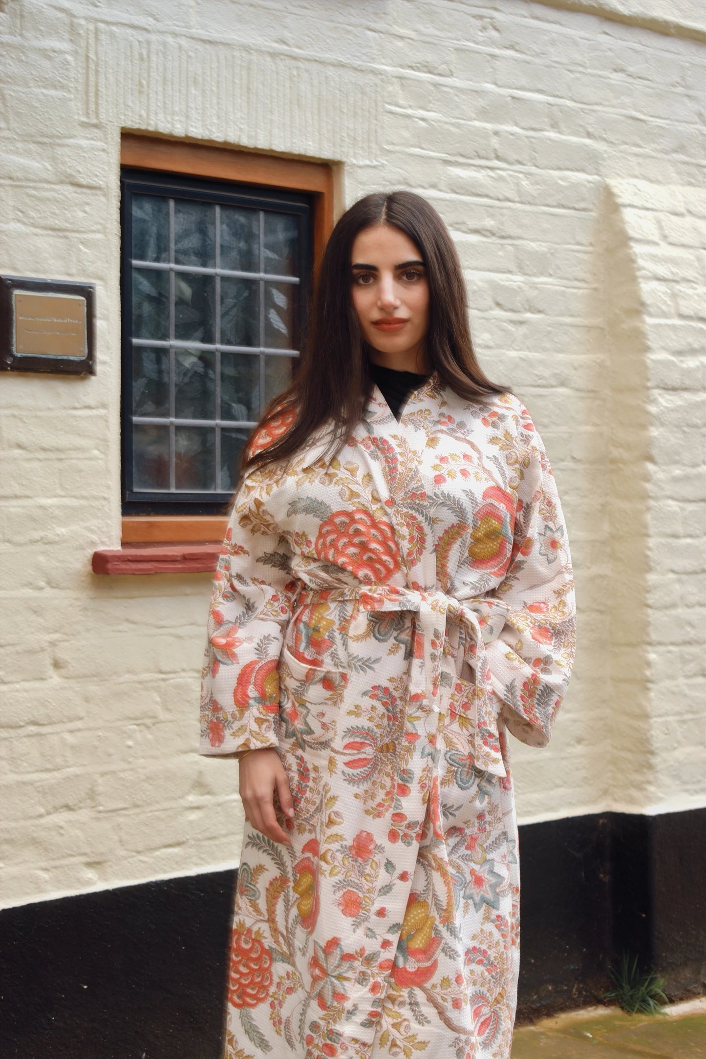 Serene Wrap Orange Floral Print