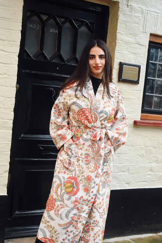 Serene Wrap Orange Floral Print