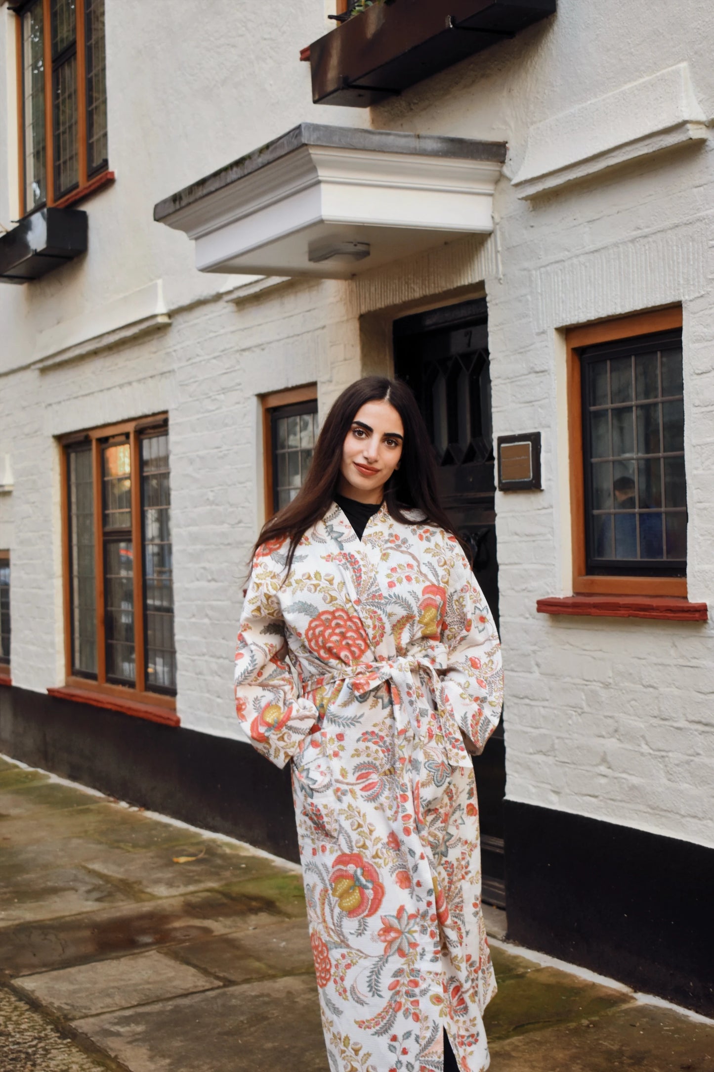 Serene Wrap Orange Floral Print
