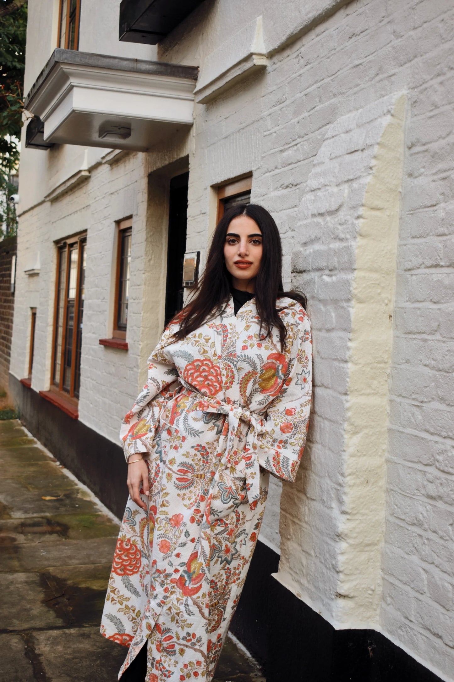 Serene Wrap Orange Floral Print