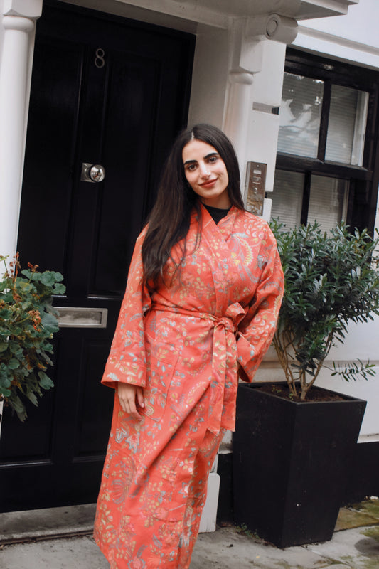 Serene Wrap Orange Floral Print