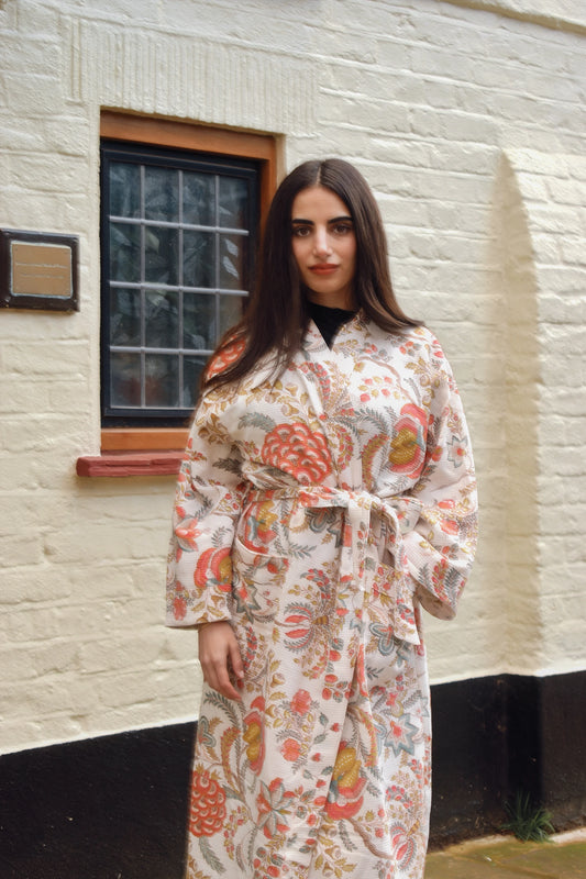 Serene Wrap Orange Floral Print